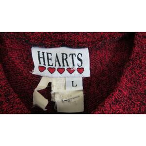 VTG 90s Hearts Sweater Dress Womens L Red Chunky Knit Long Sleeve Flare Cozy